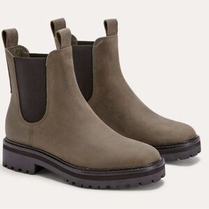 EVERLANE THE LUG CHELSEA LEATHER DARK TAUPE CHUNKY PUT ON BOOTS WOMEN’S Sz 7